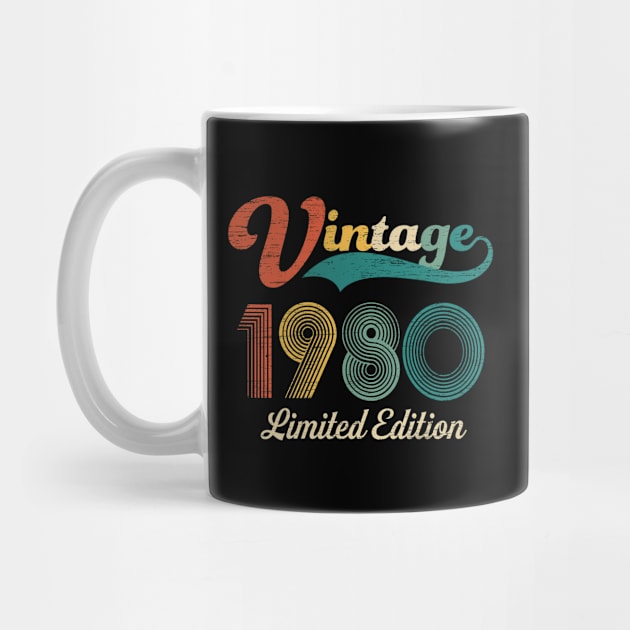 41st Birthday Gifts Year Old - Vintage 1980 Limited Edition by heart teeshirt